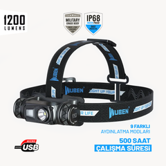Wuben H1 - 1200 Lümen / 125m Kafa Feneri