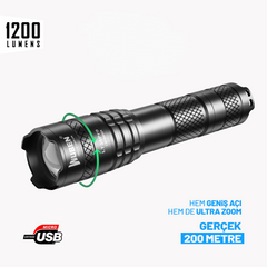 Wuben LT35 Pro - 1200 Lümen / Zoom El Feneri
